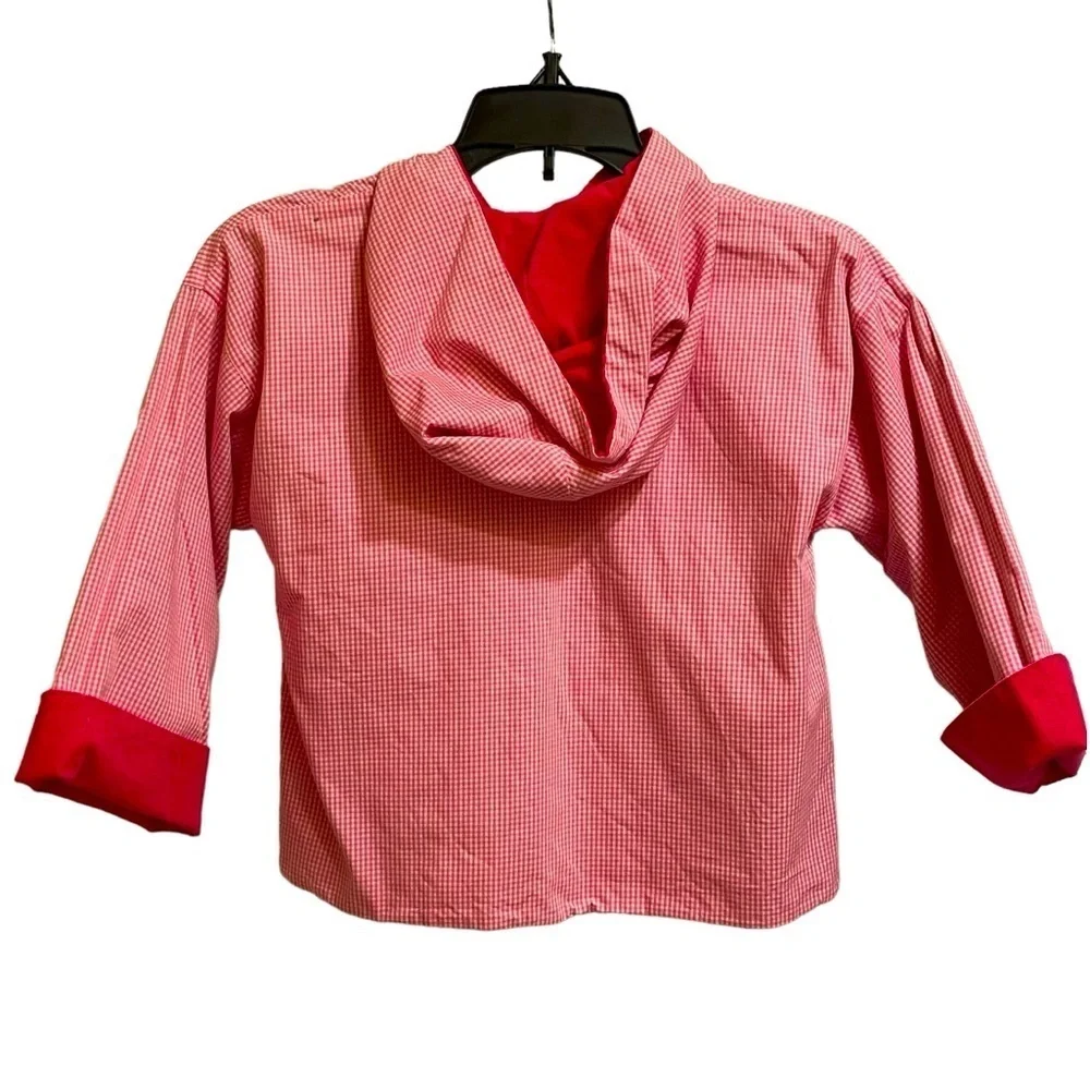 Mary James Hot Pink Gingham and Baby Wale Corduroy Reversible Jacket Hood Sz 4T